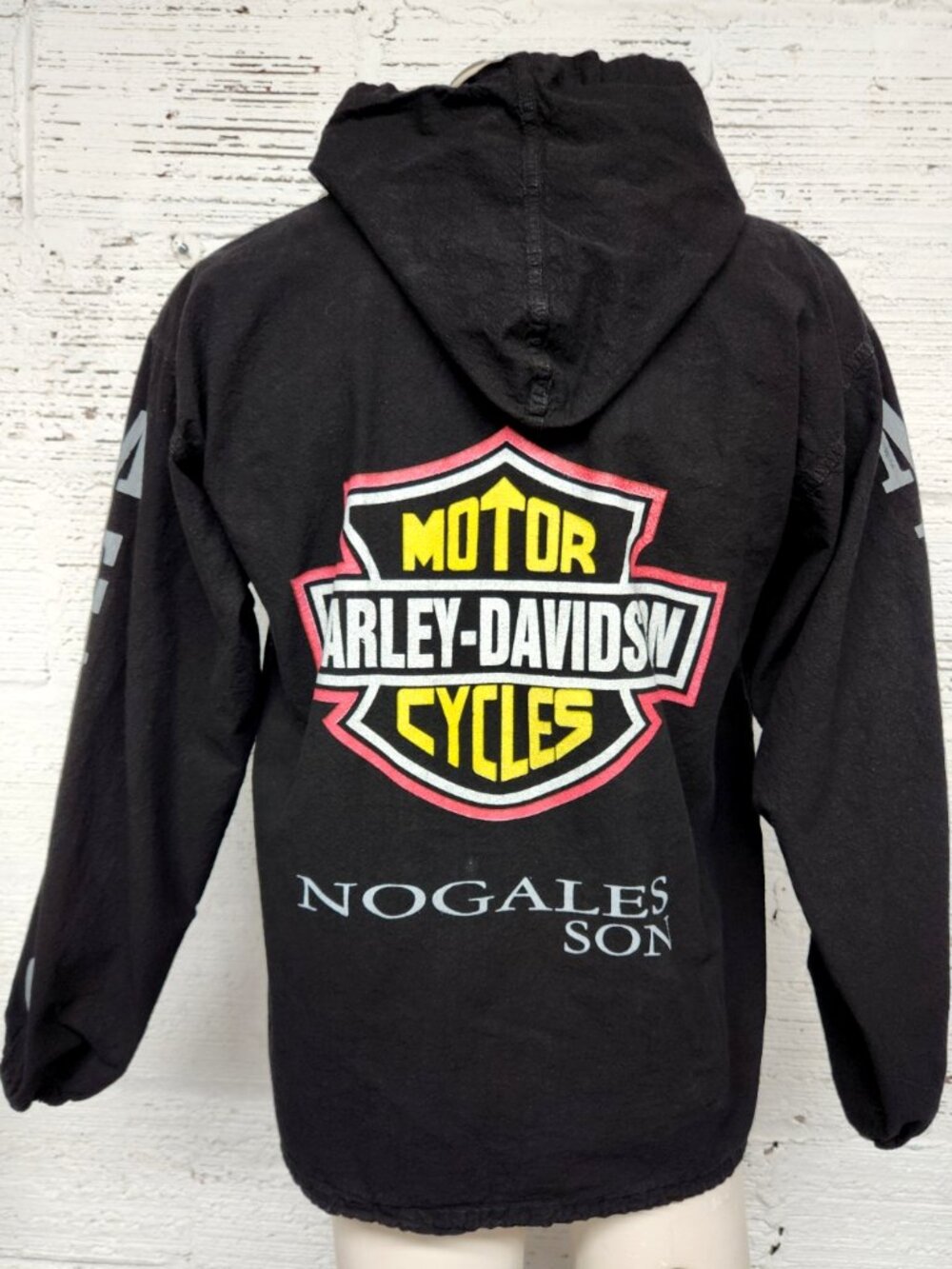 Harley Davidson Black Lightweight Cotton Zip Up Hoodie Nogales Son Mexico